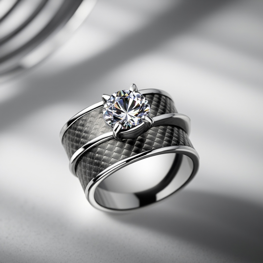 What is a diamond ring with carbon fiber inlay