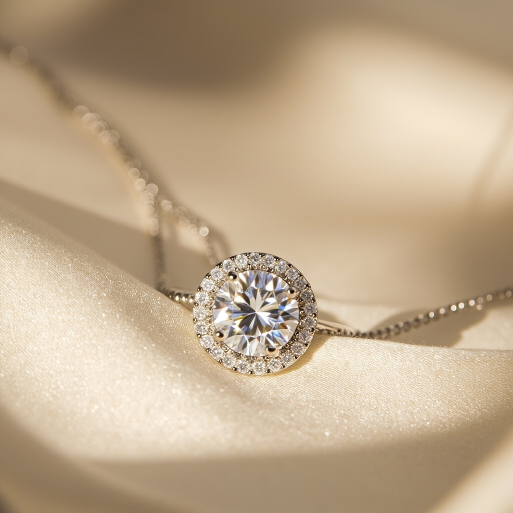What is a diamond halo pendant
