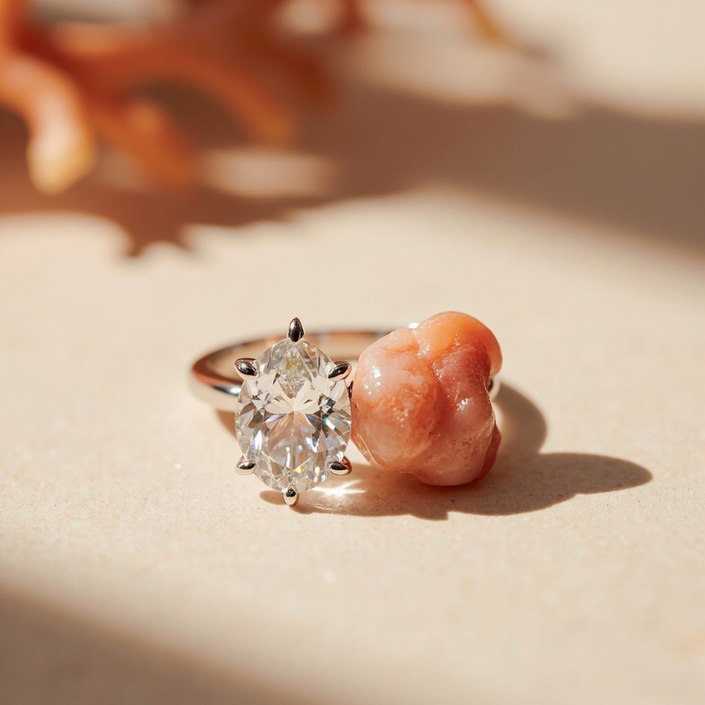 What is a diamond ring with coral