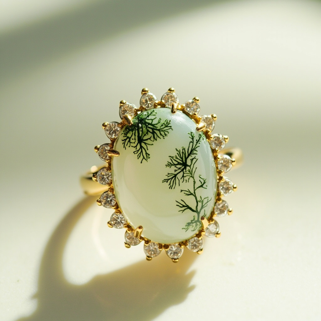 What is a diamond ring with tree agate